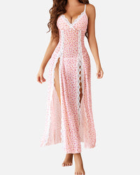Sexy nachtjapon met mesh V-hals en zijsplit