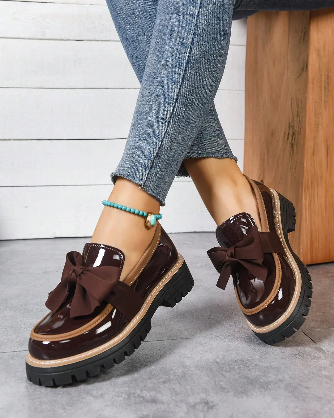 Valerie Bow Plateau Loafers