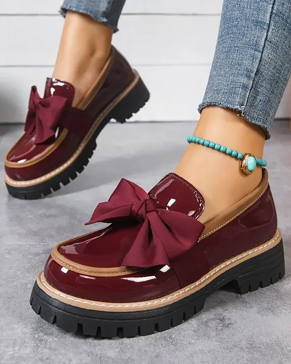 Valerie Bow Plateau Loafers