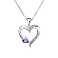 Mijn hele leven - Sterling zilveren Heilig Hart ketting - 5 kleuren