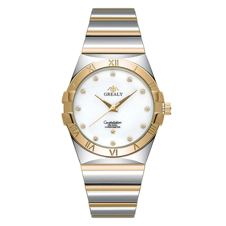 Tweekleurig horloge met Romeinse cijfers