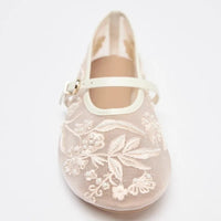 Elowen Ivory – Geborduurde Mesh Mary Jane Ballerina&