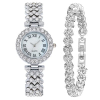 Zilver Kristal Romeins Horloge [GRATIS Armband]