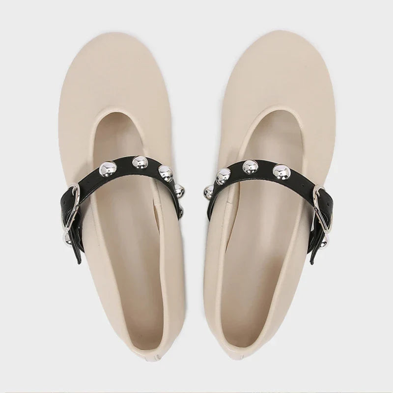 Virelle Stud – Leren Mary Jane Ballerina's