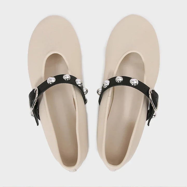 Virelle Stud – Leren Mary Jane Ballerina's