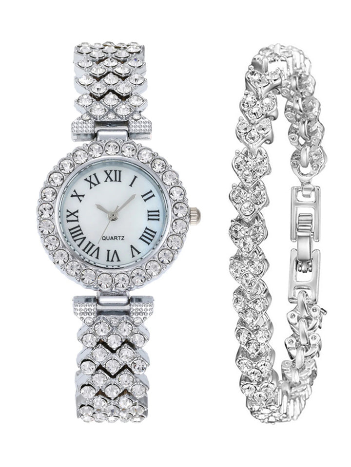 Zilver Kristal Romeins Horloge [GRATIS Armband]