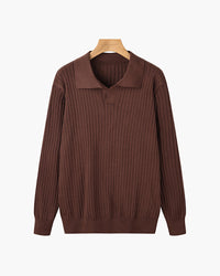 Florence Ribgebreid Poloshirt Met Lange Mouwen