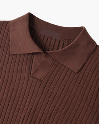 Florence Ribgebreid Poloshirt Met Lange Mouwen