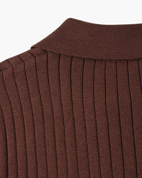 Florence Ribgebreid Poloshirt Met Lange Mouwen