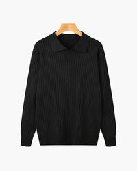 Florence Ribgebreid Poloshirt Met Lange Mouwen