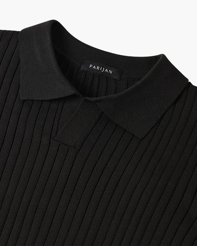 Florence Ribgebreid Poloshirt Met Lange Mouwen