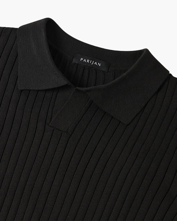 Florence Ribgebreid Poloshirt Met Lange Mouwen