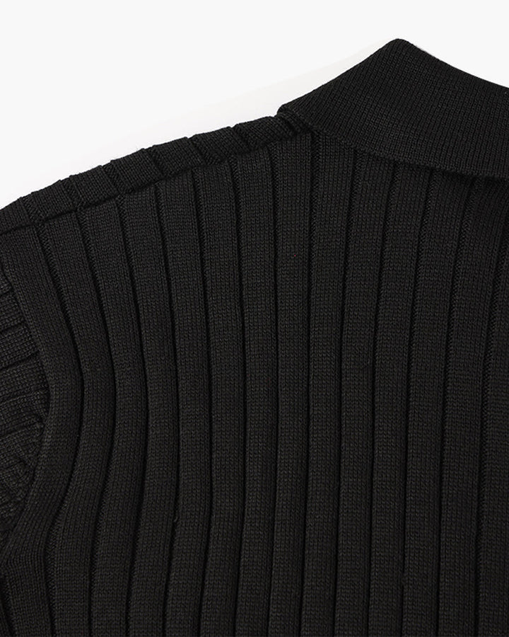 Florence Ribgebreid Poloshirt Met Lange Mouwen