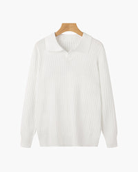 Florence Ribgebreid Poloshirt Met Lange Mouwen