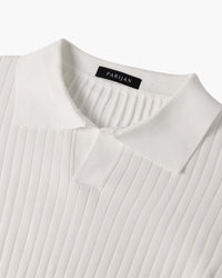 Florence Ribgebreid Poloshirt Met Lange Mouwen