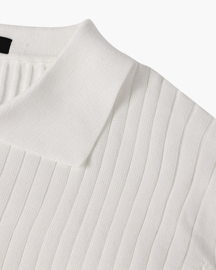 Florence Ribgebreid Poloshirt Met Lange Mouwen