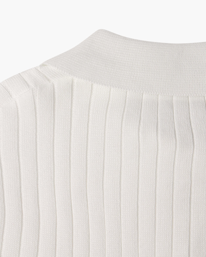 Florence Ribgebreid Poloshirt Met Lange Mouwen