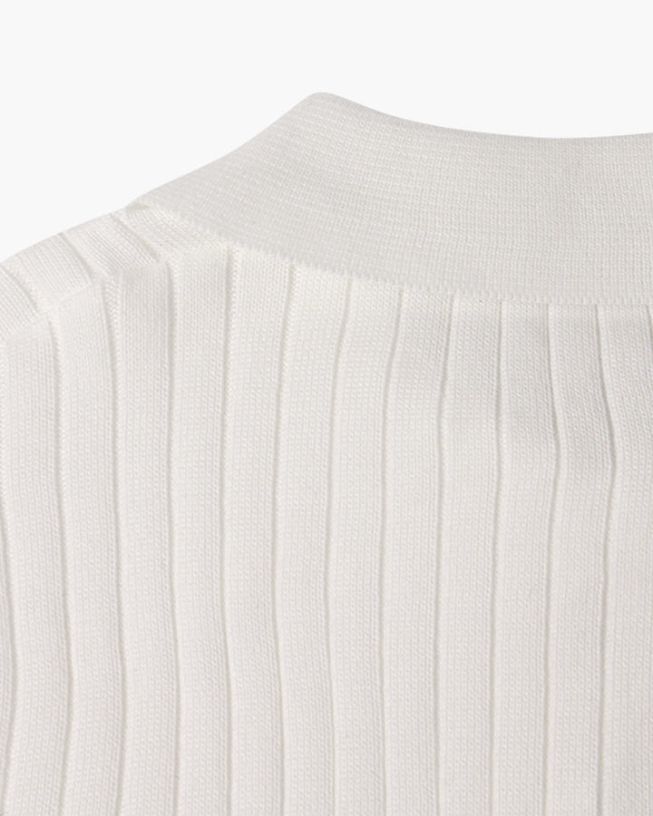 Florence Ribgebreid Poloshirt Met Lange Mouwen