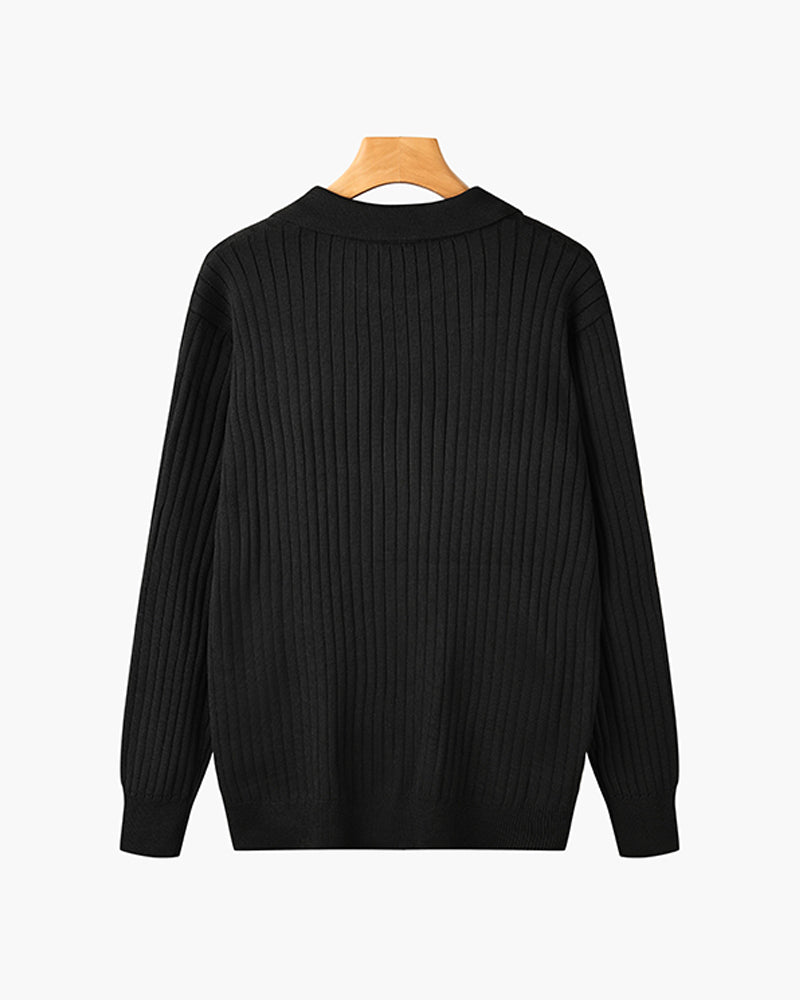 Vienna Ribfluwelen Polo Shirt met Lange Mouwen