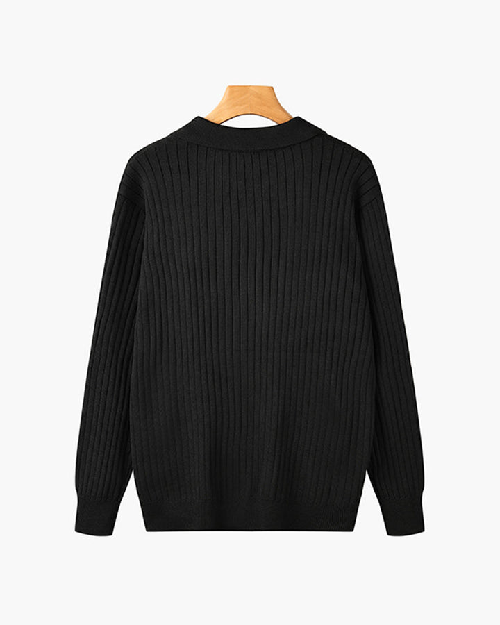 Vienna Ribfluwelen Polo Shirt met Lange Mouwen