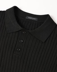 Vienna Ribfluwelen Polo Shirt met Lange Mouwen