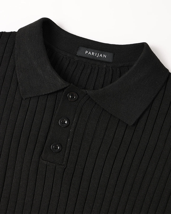 Vienna Ribfluwelen Polo Shirt met Lange Mouwen