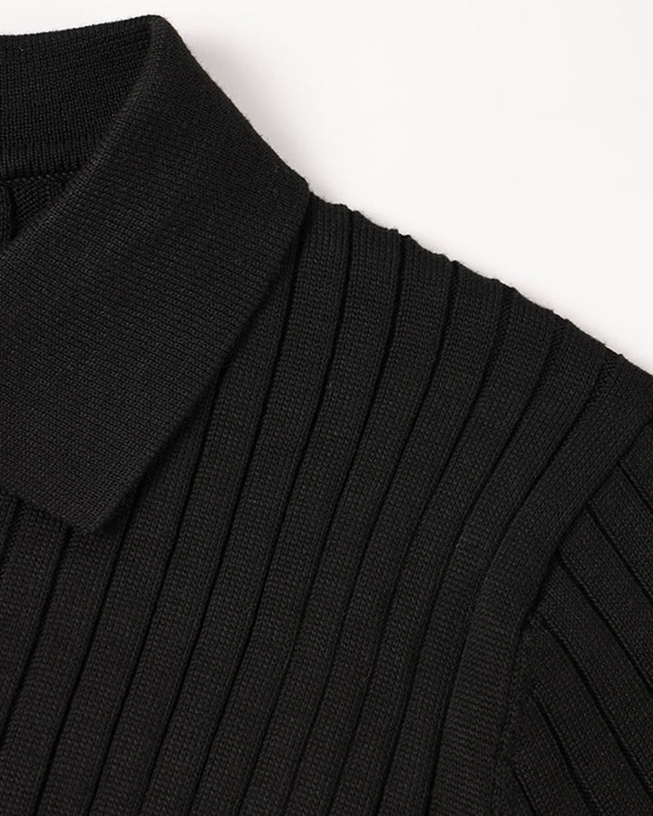 Vienna Ribfluwelen Polo Shirt met Lange Mouwen