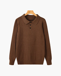 Vienna Ribfluwelen Polo Shirt met Lange Mouwen