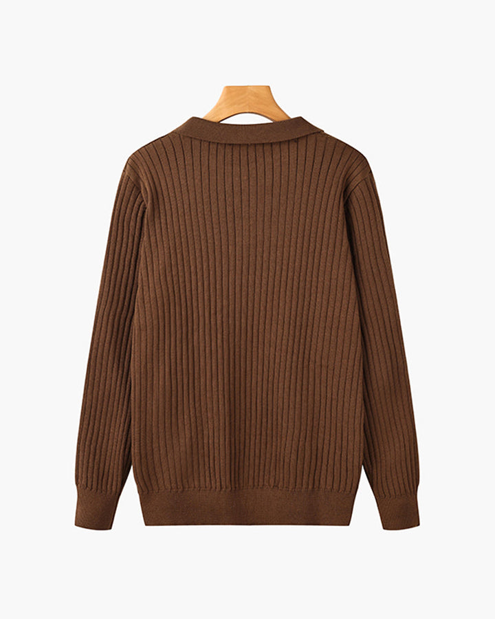 Vienna Ribfluwelen Polo Shirt met Lange Mouwen