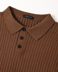 Vienna Ribfluwelen Polo Shirt met Lange Mouwen
