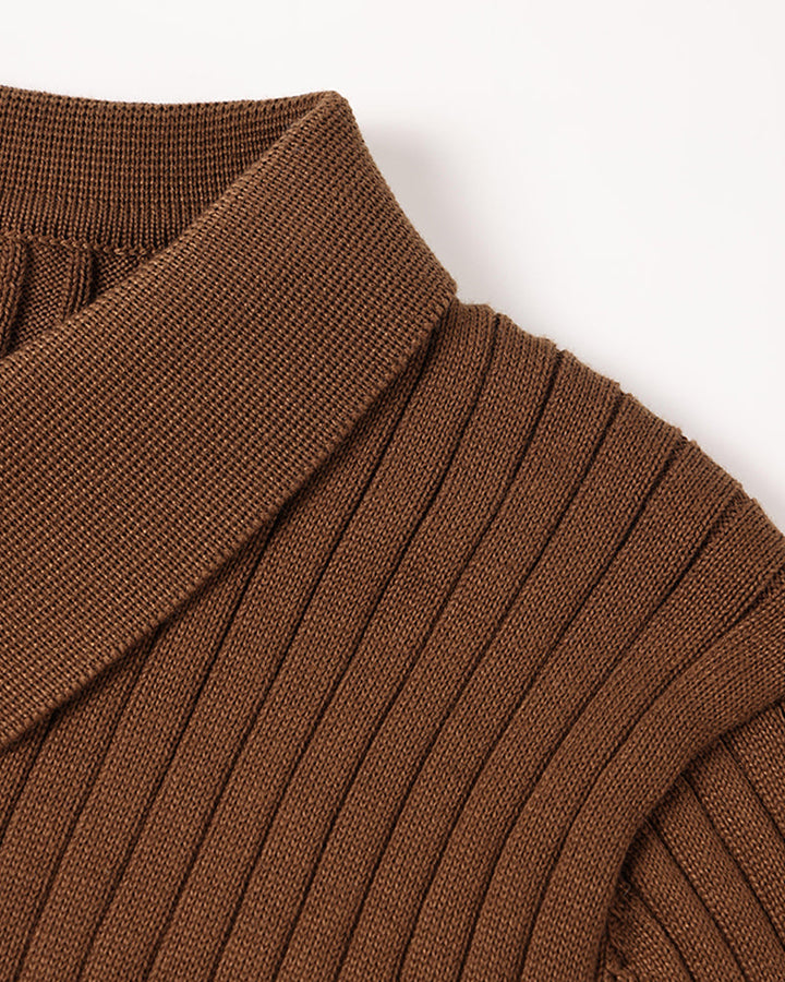 Vienna Ribfluwelen Polo Shirt met Lange Mouwen