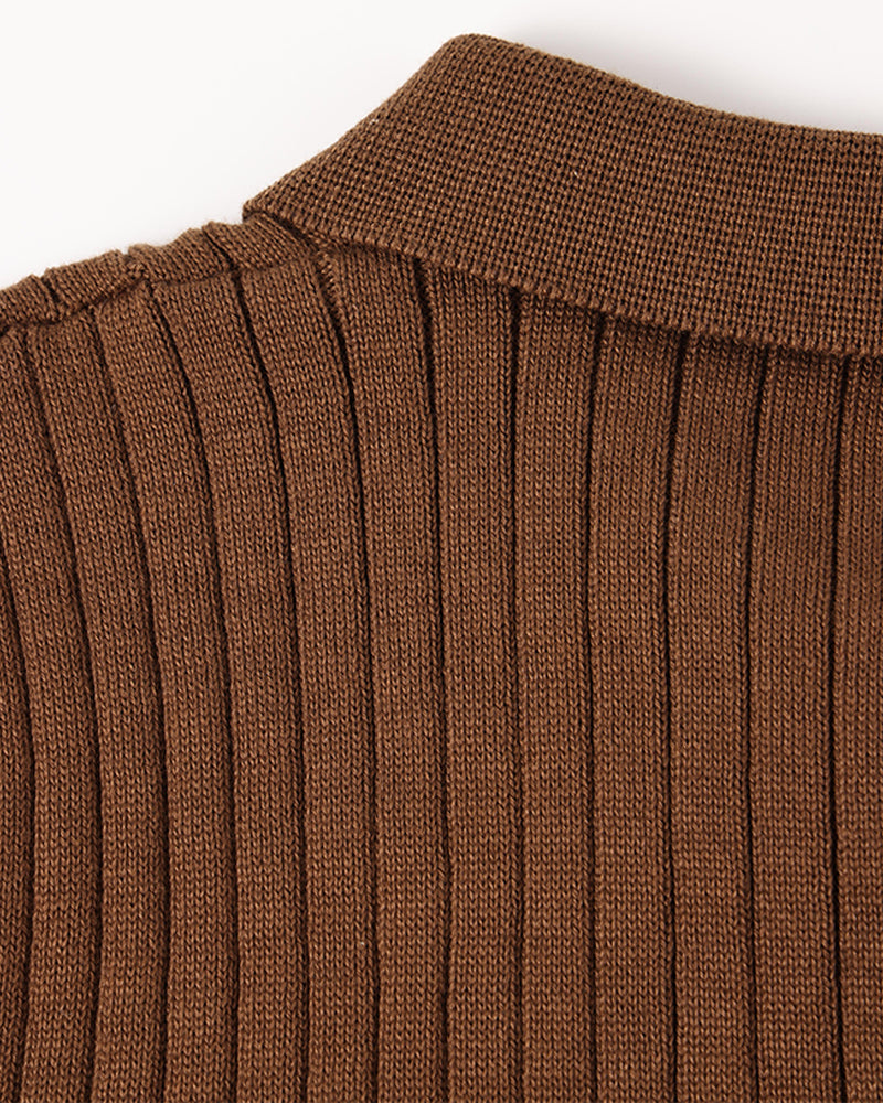 Vienna Ribfluwelen Polo Shirt met Lange Mouwen