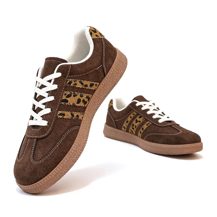 Samba Retro Bruine Sneakers met Luipaardprint