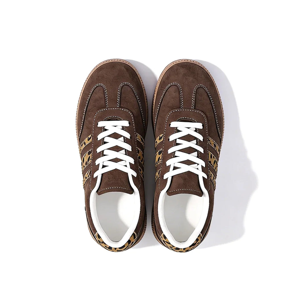 Samba Retro Bruine Sneakers met Luipaardprint