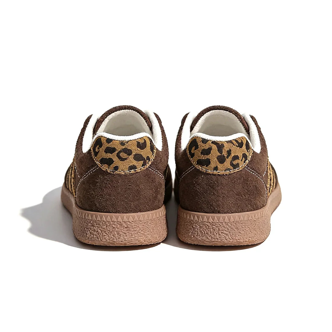 Samba Retro Bruine Sneakers met Luipaardprint
