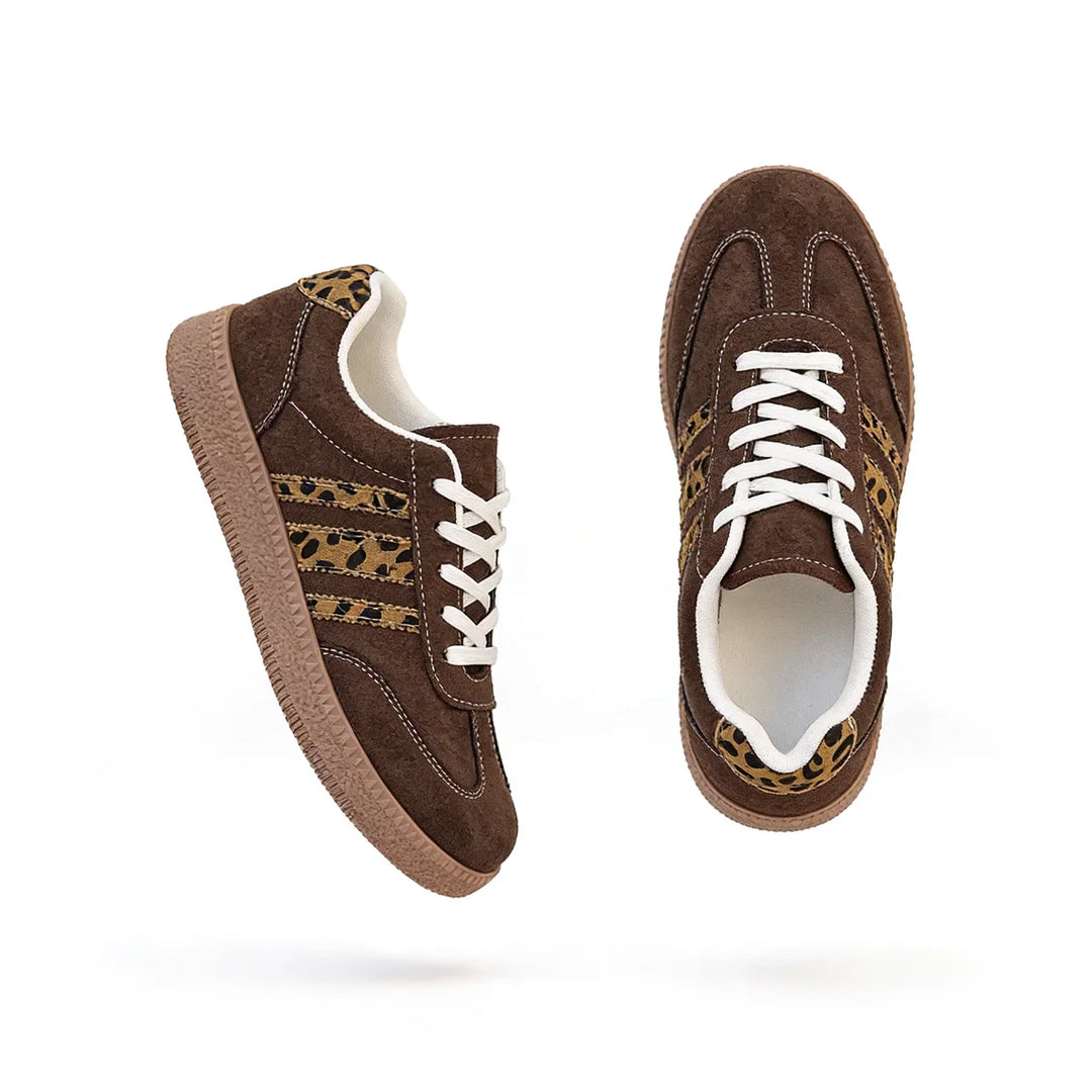 Samba Retro Bruine Sneakers met Luipaardprint