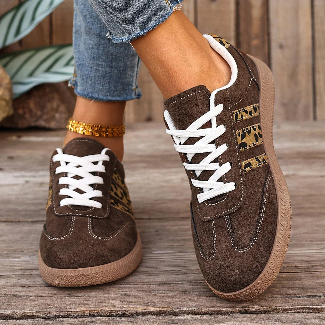 Samba Retro Bruine Sneakers met Luipaardprint