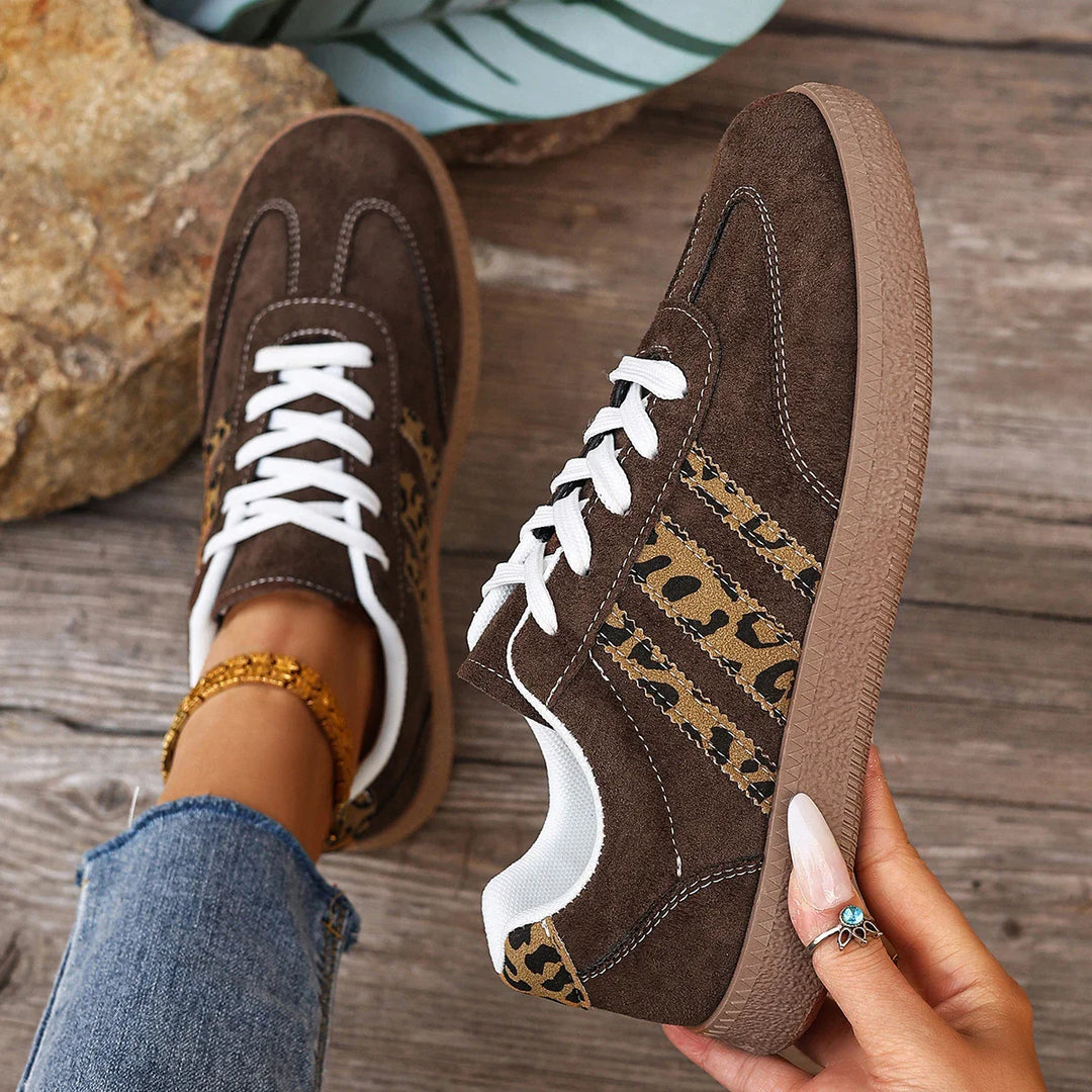 Samba Retro Bruine Sneakers met Luipaardprint