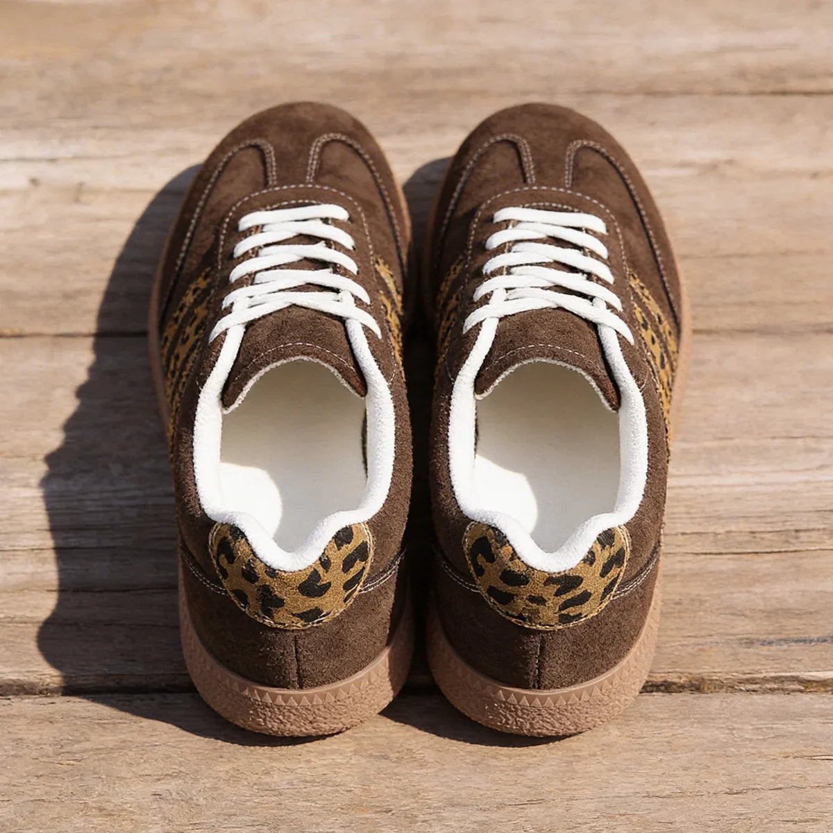Samba Retro Bruine Sneakers met Luipaardprint