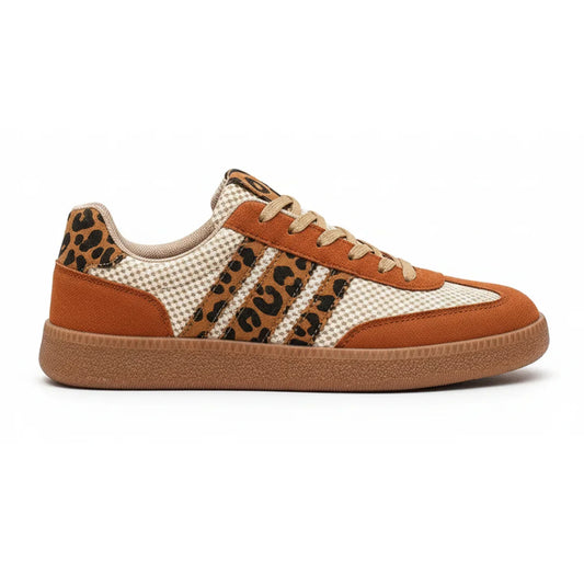 Samba Retro Bruin/Beige Sneakers met Luipaardprint