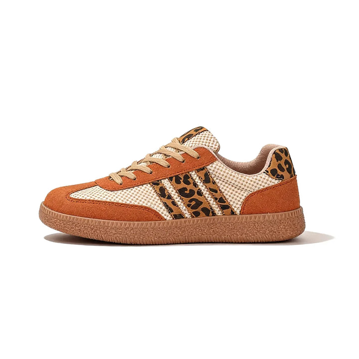 Samba Retro Bruin/Beige Sneakers met Luipaardprint