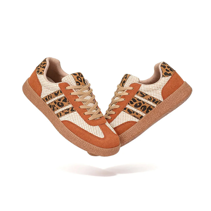 Samba Retro Bruin/Beige Sneakers met Luipaardprint