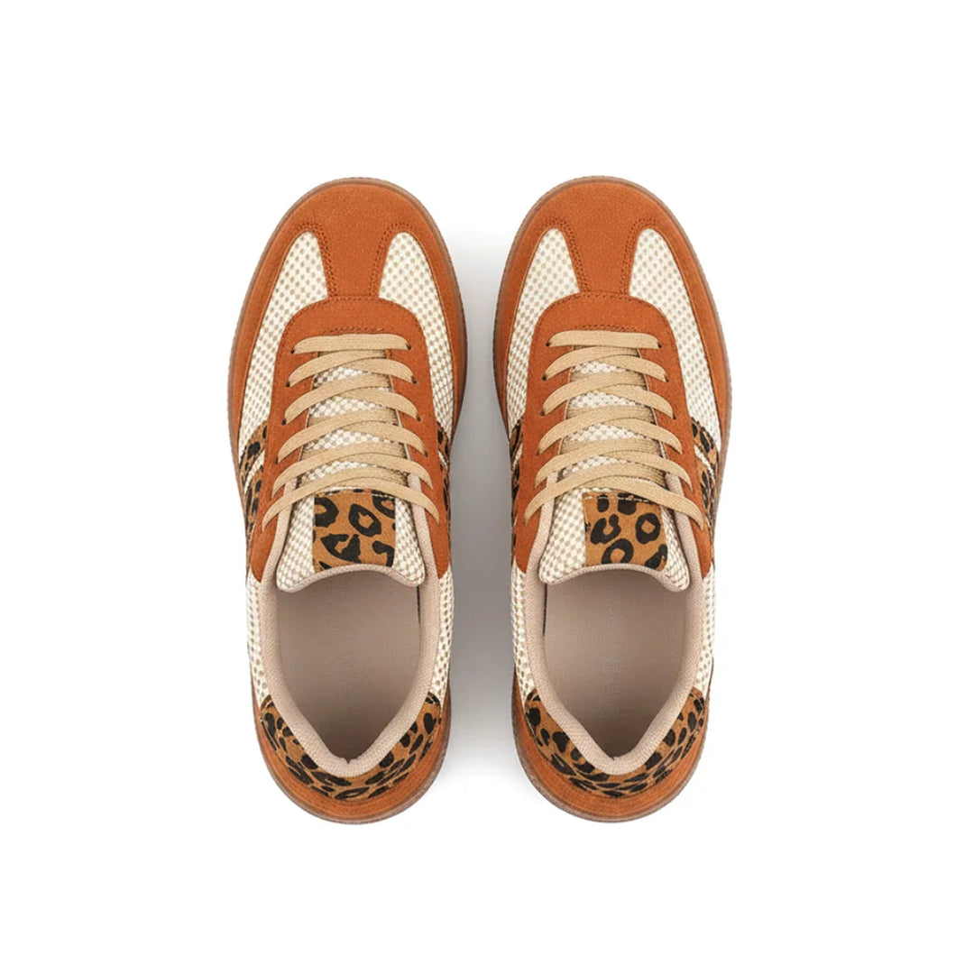Samba Retro Bruin/Beige Sneakers met Luipaardprint