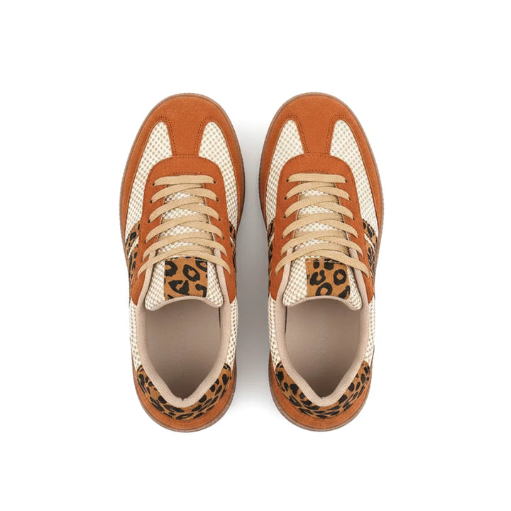 Samba Retro Bruin/Beige Sneakers met Luipaardprint