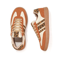 Samba Retro Bruin/Beige Sneakers met Luipaardprint