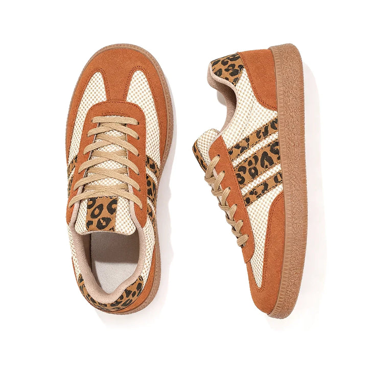 Samba Retro Bruin/Beige Sneakers met Luipaardprint