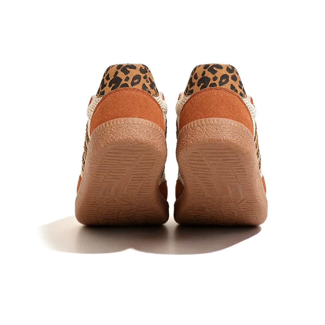 Samba Retro Bruin/Beige Sneakers met Luipaardprint
