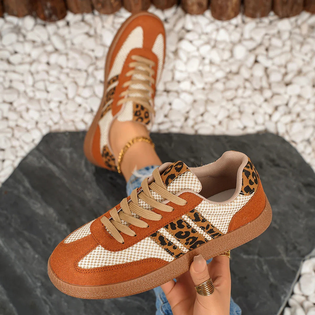 Samba Retro Bruin/Beige Sneakers met Luipaardprint
