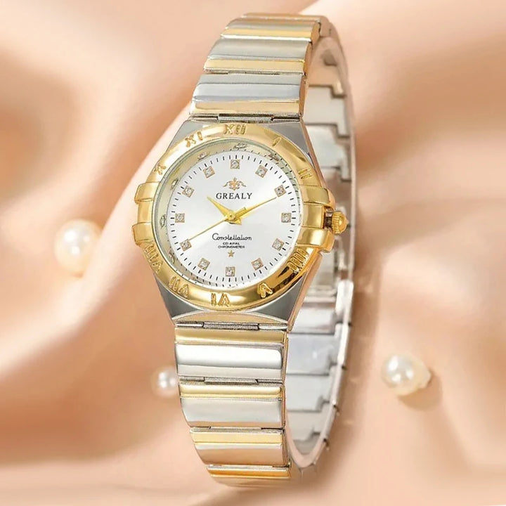Tweekleurig horloge met Romeinse cijfers