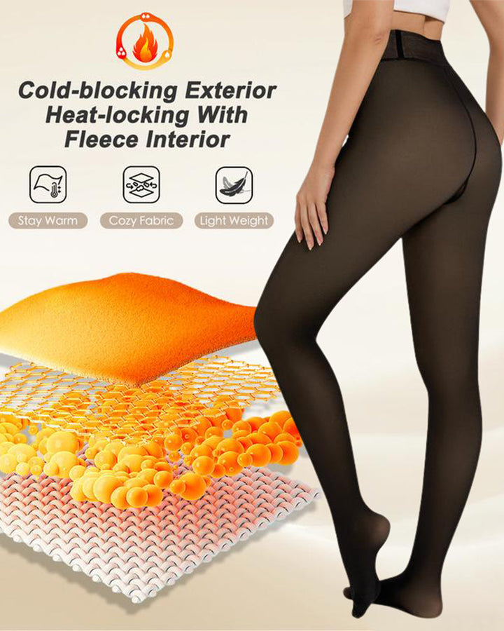Semi-Transparante Fleece Gevoerde Panty's met Enkele Naad